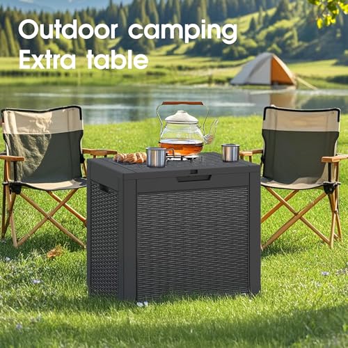 31 Gallon Outdoor Storage Box Waterproof Deck Box for Patio (Black / 31 Gallon)