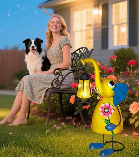 Solar Garden Lights 14.17in Metal Elephant Statue with Solar Lantern Lights (Solar Elephant With Lights)
