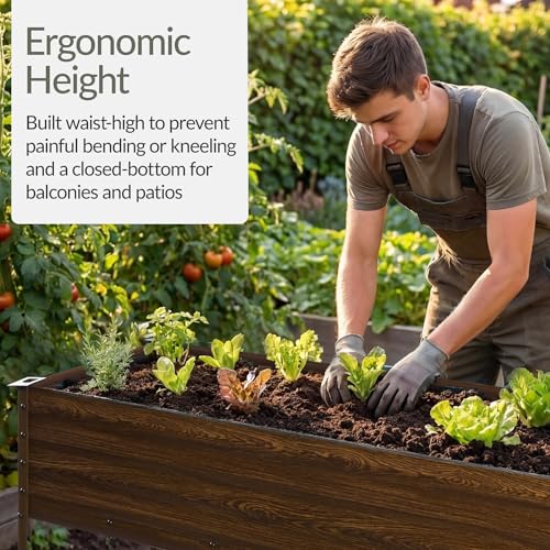 48x24x30in Galvanized Raised Garden Bed (48x24x30in / Dark Brown Wood Grain)