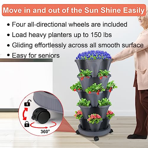 Stackable Planter (Dark Gray / 5Tier-2 Pack)