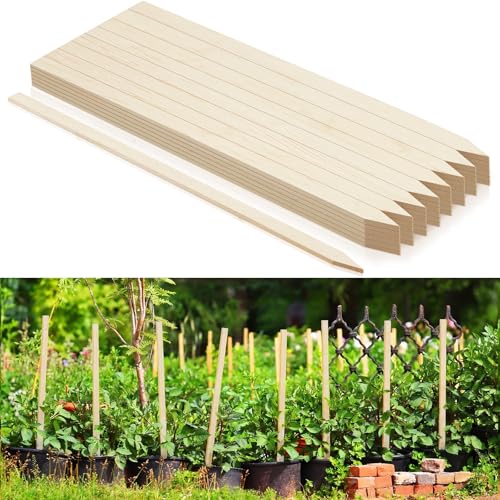 48 Pieces Wooden Garden Stakes 36 Inch Grade and Survey Stakes Wooden Garden and Sign Posts for Plant Support Silt Fence Yard Farm Survey Boundaries Baselines (Smooth Stakes / 36 inch)