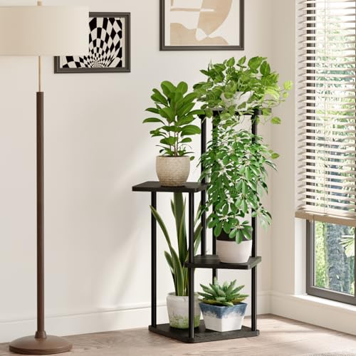 Small Plant Stand Indoor Corner Metal Plant Shelf (Dark Brown / 4 Tier)