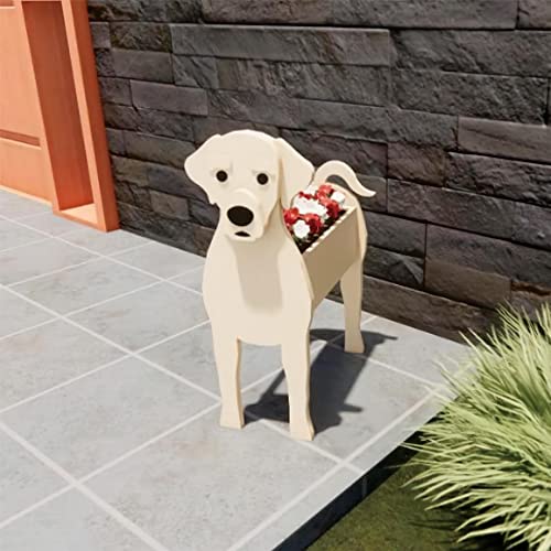 Sweet Lovely Dog Planter Animal Decor Pots Cute Dog Cartoon Shaped Flower Pot Wooden Planter for Indoor Office Outdoor Home Garden Decoration Gift