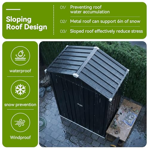 Vertical Outdoor Storage Cabinet 3.5’x2’ with Floor & Shelves Black (Black / 3.5'x2')