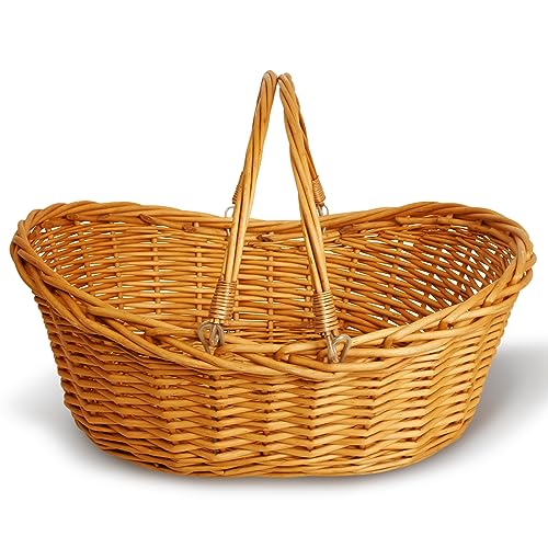 Small Light Brown Hand Woven Wicker Basket for Storage with Handles (Small (Pack of 16) / Picnic Basket Light Brown)