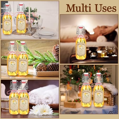 10 Pack Swing Top Glass Vanilla Extract Bottles 8 oz with Lids (Round-8oz-10pcs)