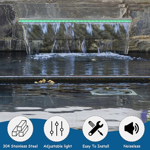 19.6in Pool Waterfall Spillway Stainless Waterfall Pool Fountain