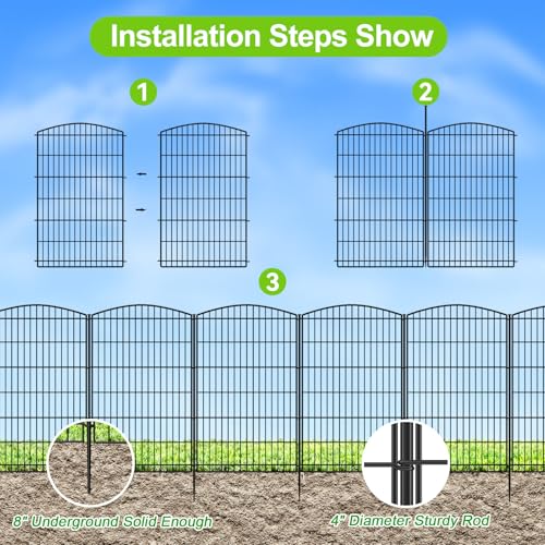 Decorative Garden Fence 12 Panels 26ft (12 Panels 26ft(L)-42"(H) - Without Gate)