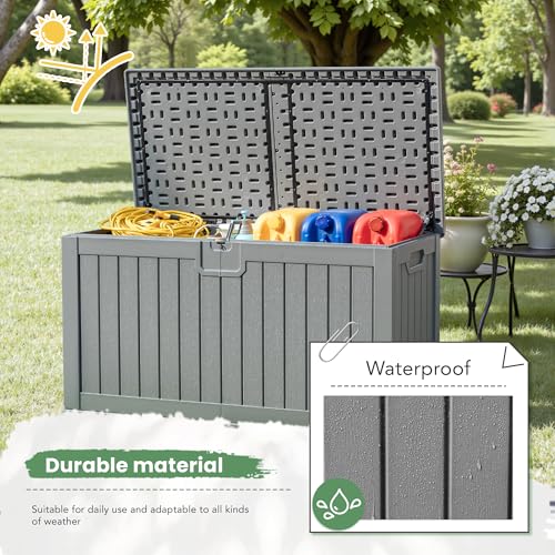 230 Gallon HDPE Outdoor Storage Box with Removable Dividers (230 Gallon / Gray)