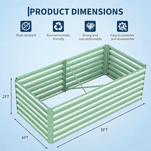 8x4x2ft Galvanized Raised Garden Bed Outdoor (Green-rect. / 8x4x2ft)
