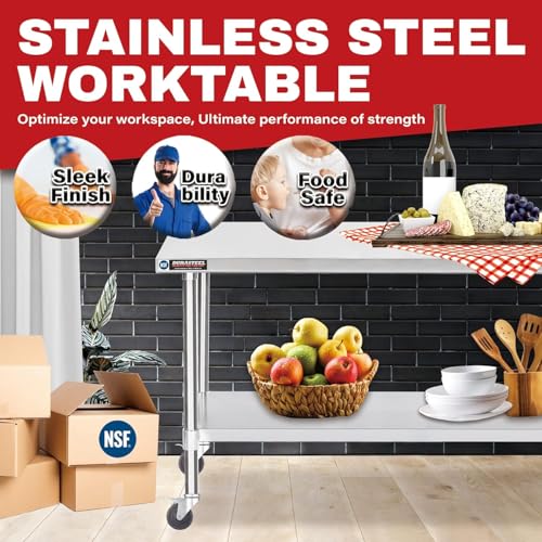 30x72 NSF Stainless Steel Cart Work Table (30" x 72" / Table Cart with Casters)