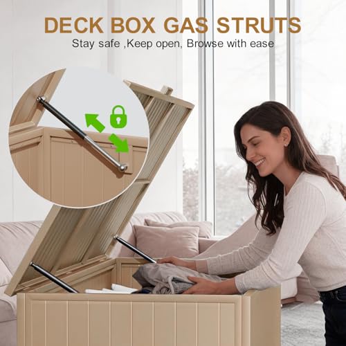 250 Gallon Metal Large Outdoor Deck Box with 4 Wheels (250 Gallon / Brown)