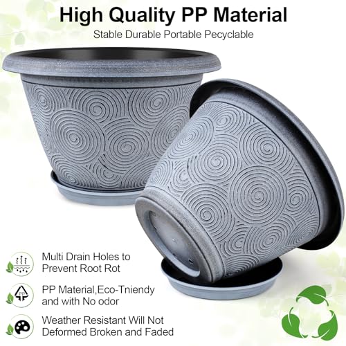 8 Inch Flower Pots Planters for Indoor Outdoor Plants (Blue / 8 inch-4 pack)