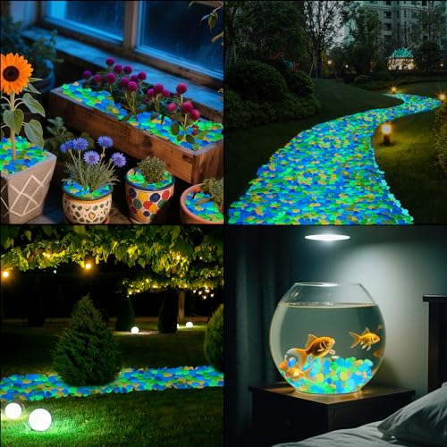 500PCS 1 1.2" Glowing Rocks Luminous Pebbles Glow in The Dark Rocks Luminous Stones for Driveway Walkway Potted Plants Fish Tank (500 Count)