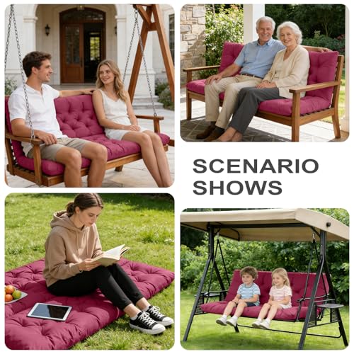 Porch Swing Cushions (Wine Red / 47x 40 inches)