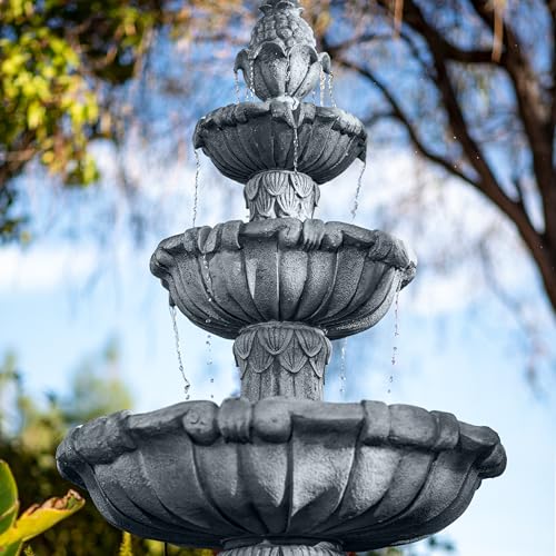 58.3" 3 Tier Outdoor Freestanding Water Fountain (Gray)