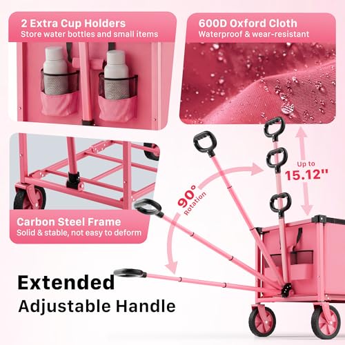 29.3" Collapsible Wagon Cart (Pink / 150L)