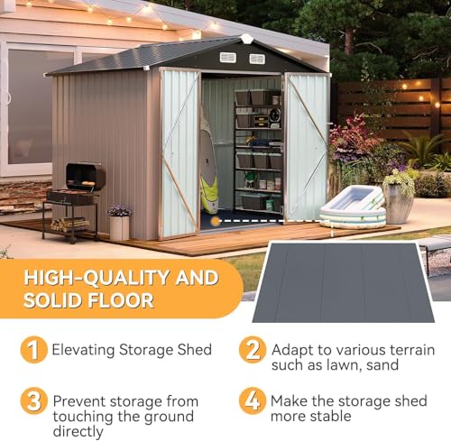 7.3'x5.3' Outdoor Storage Shed with Floor & Shed Light Brown (Brown / 8'x6'w)