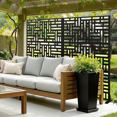 71" H Metal Outdoor Black Privacy Screen (71"H×47"W / Black Helen)