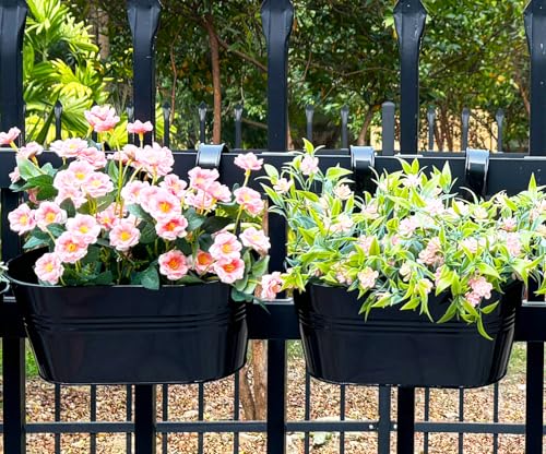 10" Metal Hanging Planter for Railing with Detachable Hooks (4 Count)