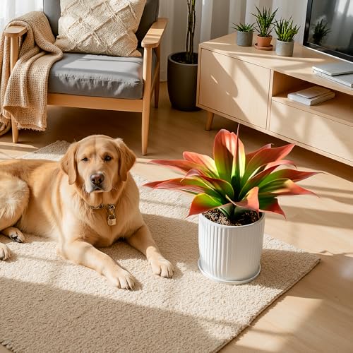 2-Pack 13.8-Inch Red Artificial Agave Plants, UV Resistant Fake Outdoor Succulents and Lifelike Faux Greenery for Planters, Porch, Patio, Garden, Entryway and Indoor Home Decor (Agave15-re2)