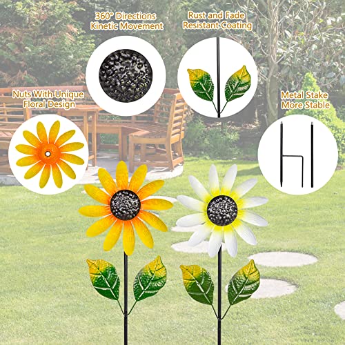2 Pack Garden Wind Spinners (White-yellow)