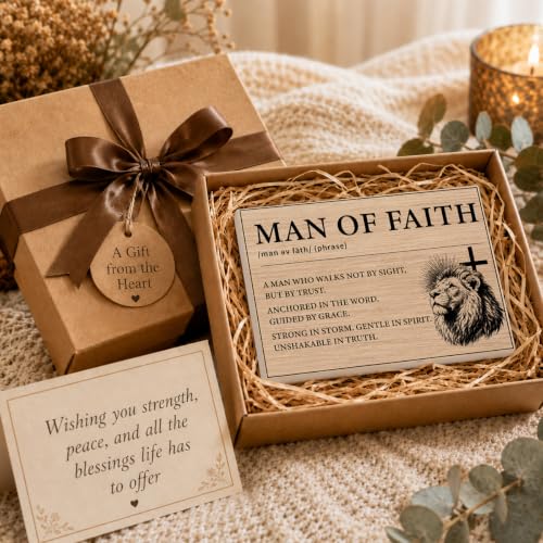 Man Of Faith Wooden Plaque for Home Office Book Shelf Table Decor (Multicolor 1751 / Wooden sign with iron frame（5.5 x 7.9 inches）)