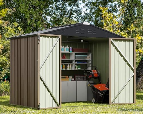 8x6FT Outdoor Storage Shed (8x6 / Brown)