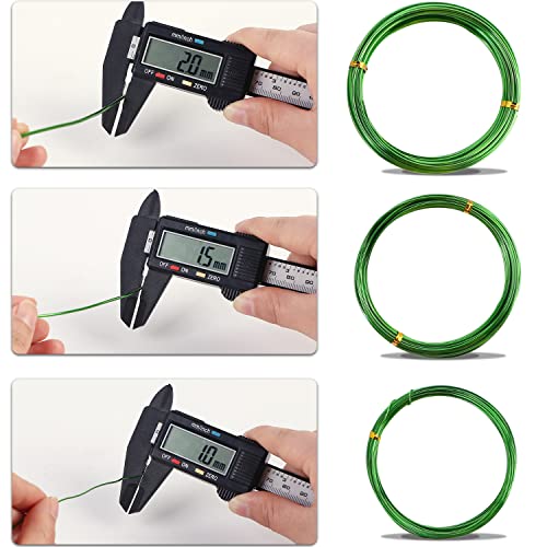 Bonsai Wire Tool Kit with Cutter (1.0mm 1.5mm 2.0mm / 3 Rolls Green 98 Ft, WITH Cutter)