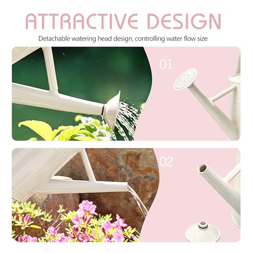 Metal Watering Can for Outdoor Plants (Cream White)