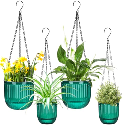 4 Pcs 6.5'' 4.5'' Hanging Self Watering Pot for Indoor Plant (4 Count)