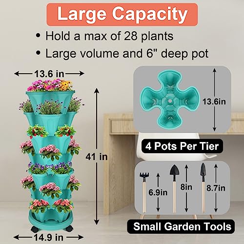 Stackable Planter (Teal / 7Tier-1 Pack)