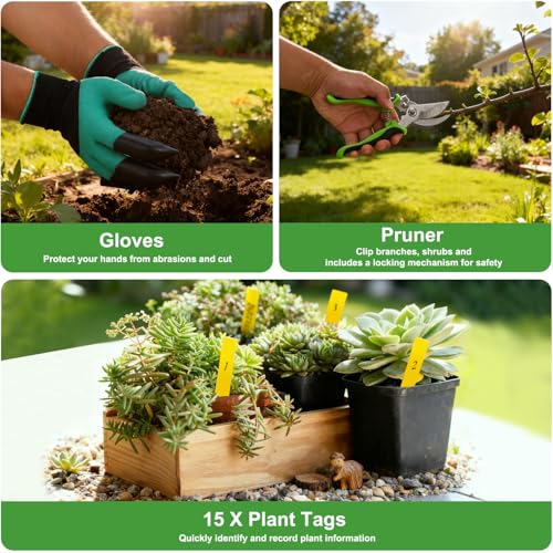Gardening Tools 22 (22PCS Black Green)