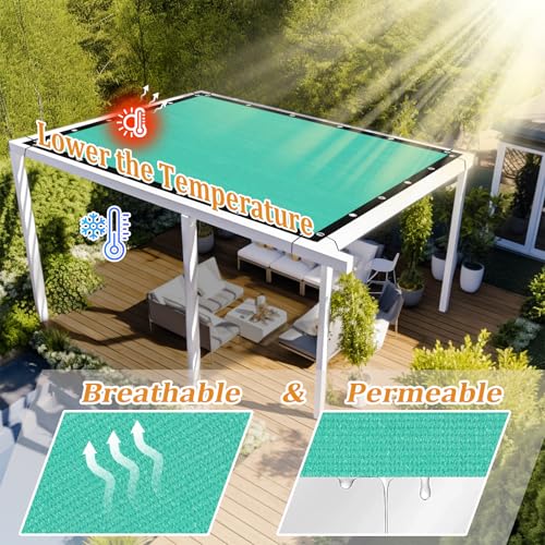 Customized Size 90% Sun Shade Cloth with Grommets (5' X 14' Customized Size / Turquoise)