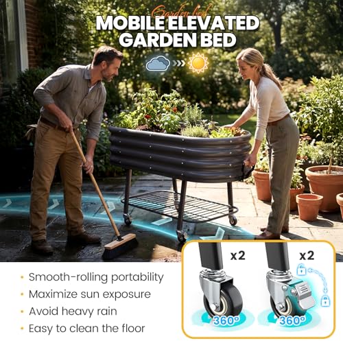 Large Raised Garden Bed with Legs Galvanized Elevated Planter Box 47.2x23.6x29.9 in for Backyard