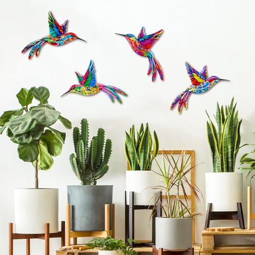 4 Pack Metal Hummingbird Wall Art Decor (Hummingbird-C)