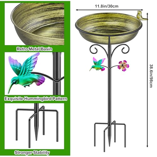 38.6in Bird Baths for Outdoors (Retro Gold)