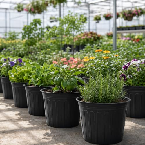 60 Pack 12.8 Inch 5 Gallon Large Plastic Plant Nursery Pots (60pcs 5 gallon)