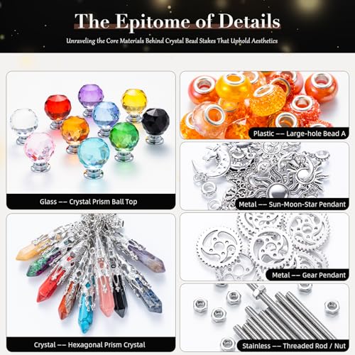 260Pcs DIY Beaded Garden Stakes (Crystal)
