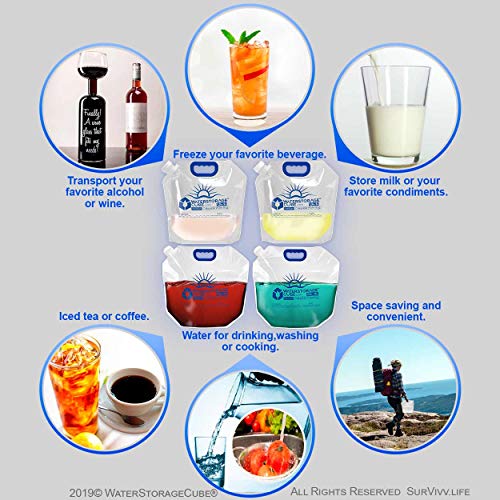 Premium Collapsible Water Container Bags 1.3 Gal (4 Count)