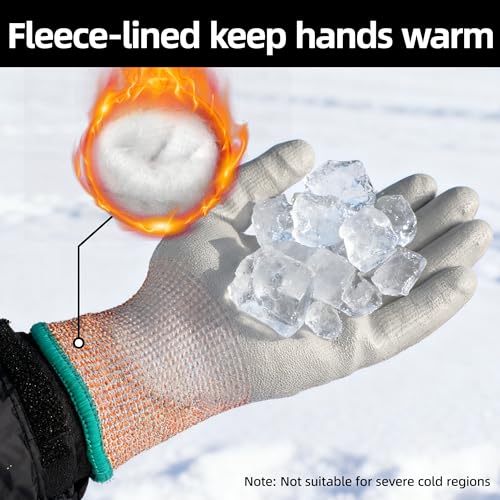 12 Pairs Winter ANSI A5 Cut Gloves (Winter Grey A6 / XX-Large)