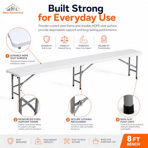 Plastic Folding Bench (8 feet / White)