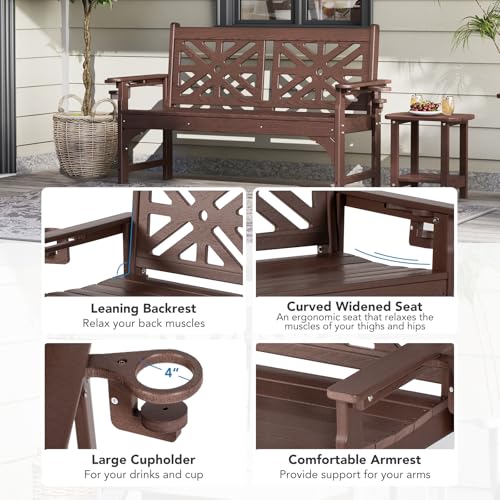 Oversized Outdoor Bench Set of 2 (Brown / 2pcs)