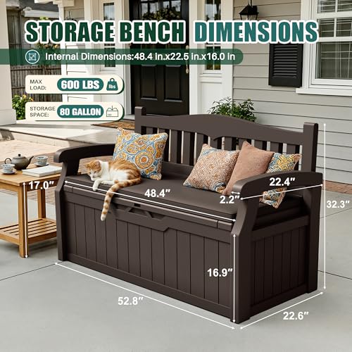 80 Gallon Storage Bench with Cushion (Dark Brown / 80 Gallon with Cushion)