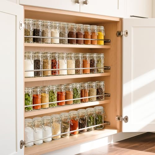 Small Glass Spice Jars with Airtight Lids 4 oz 6 Pack with Labels (4 fl oz x 6)