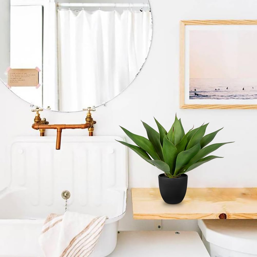 Large Faux Agave Plant 13.4" Fake Plant Artificial Decor Faux Plant Fake Succulent Plants in Pot Realistic Agave Plant Artificial Potted Plants for Home Living Room Table Office Desk Bathroom Indoor