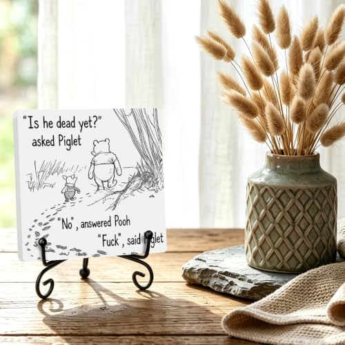 Funny Wooden Plaque for Home Office Book Shelf Table Decor 6.3x6.3 Inch (Multicolor 1709 / Wooden sign with iron frame（6.3 x 6.3 inches）)
