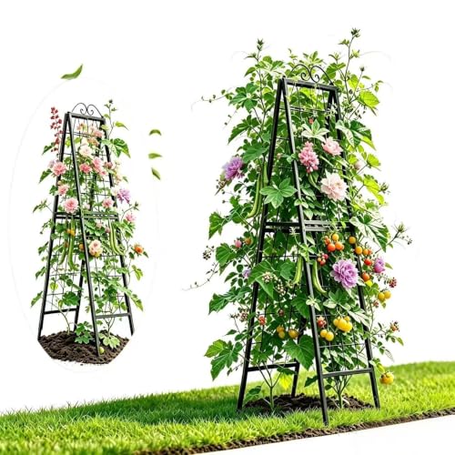 Metal Garden Trellises Heavy Duty Plant Support Trellis (16"x 77"H A-Frame)
