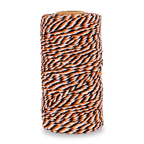 Orange Black White Cotton Twine 2mm 328 Feet for Gift Wrapping DIY Crafts Halloween Party Decoration Gift Tags