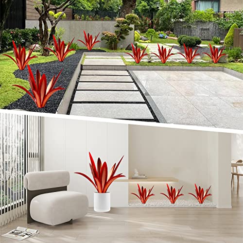 Enlarge Thickened Wind Resistant Metal Agave Garden Art Metal Plant Country Garden Sculpture Statue Outdoor Decoration Agave Metal Plant Courtyard Lawn Ornament Gift (2 Count)